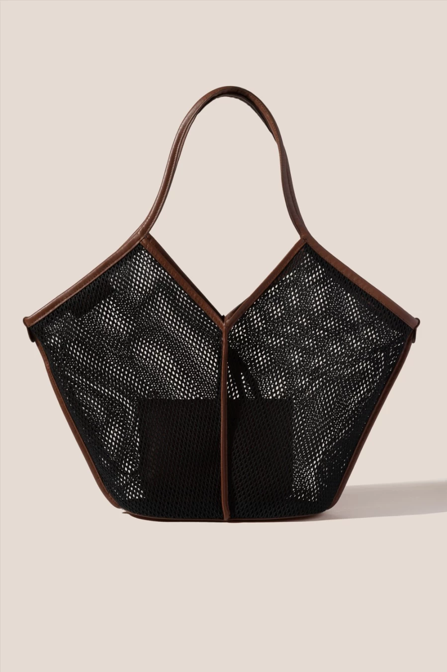 Hereu Studio Women's Calella Net Bag in Black/Chestnut - Elegant Handwoven Tote