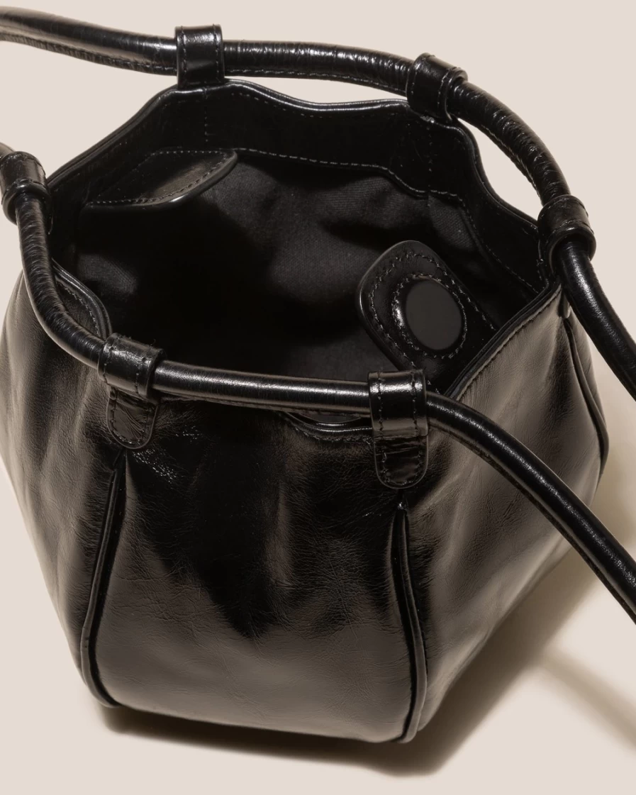 Hereu Studio Globul Mini Distressed Black Leather Crossbody Bag for Women