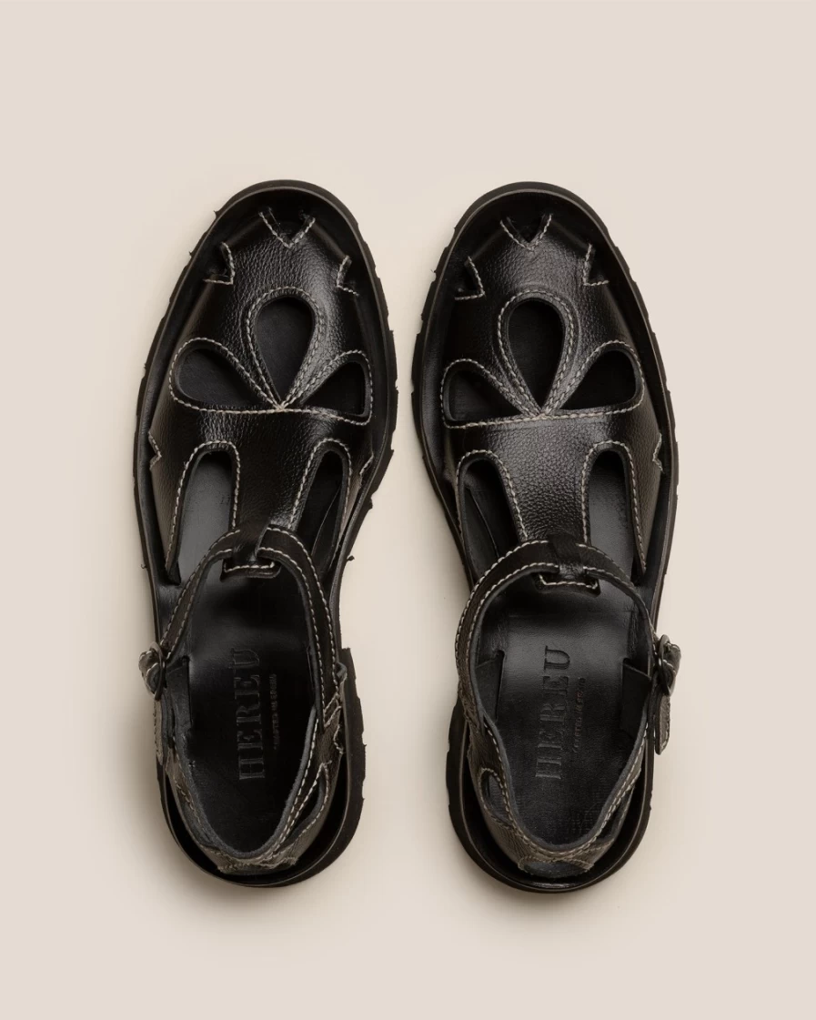 Hereu Studio Floreta Sport Black Women's Leather Loafers