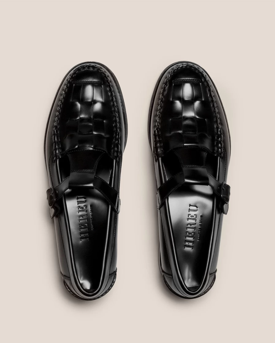 Hereu Studio Soller Black Leather Loafers for Women - Handcrafted Spanish Shoes