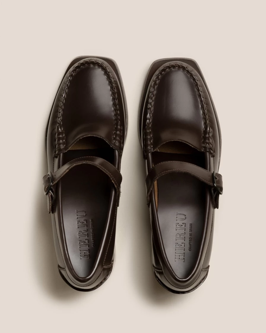 Hereu Studio Blanquer Dark Brown Leather Heeled Sandals for Women