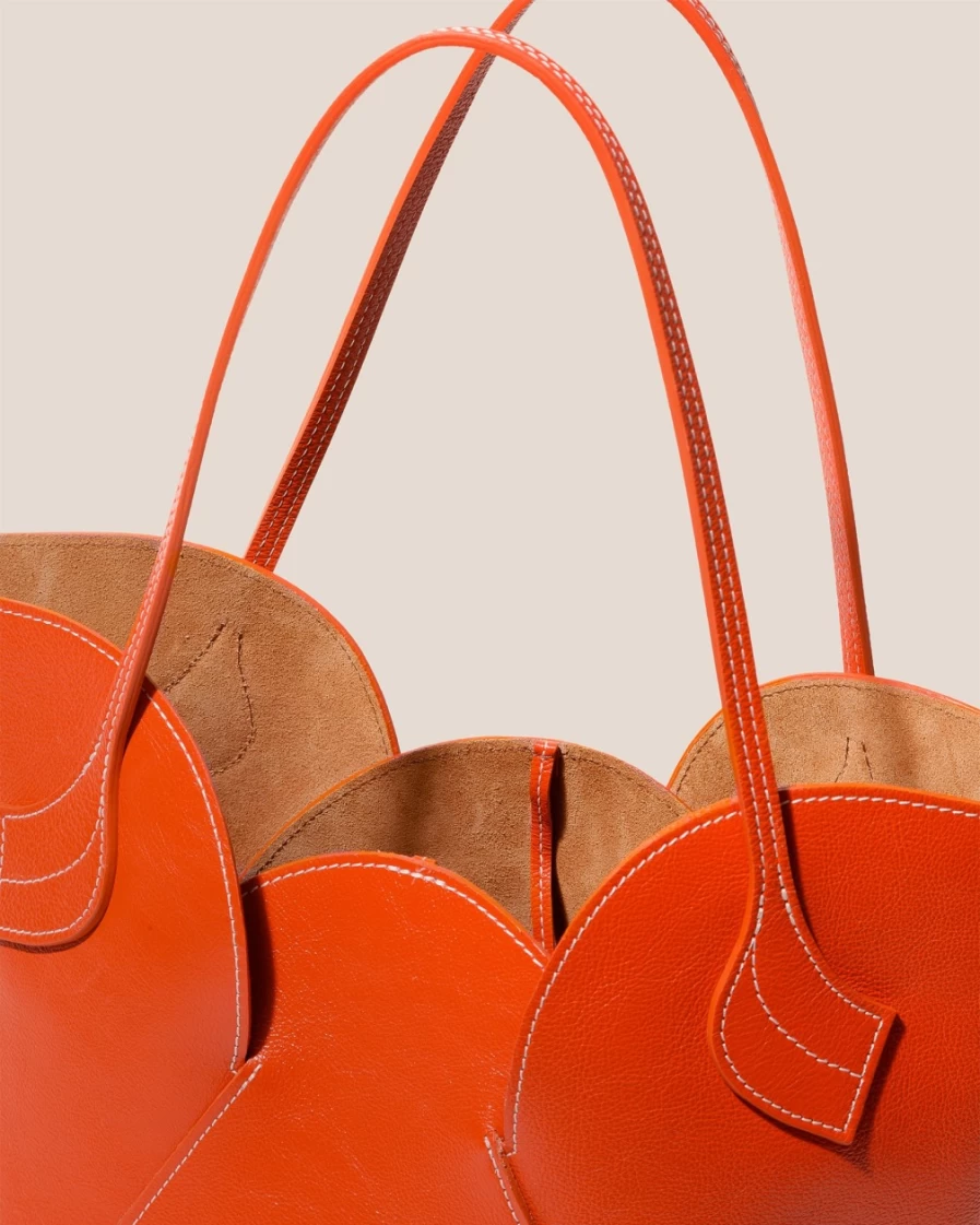 Hereu Studio Women's Sepal S Bag in Clementine Orange - Handcrafted Leather Crossbody Purse
