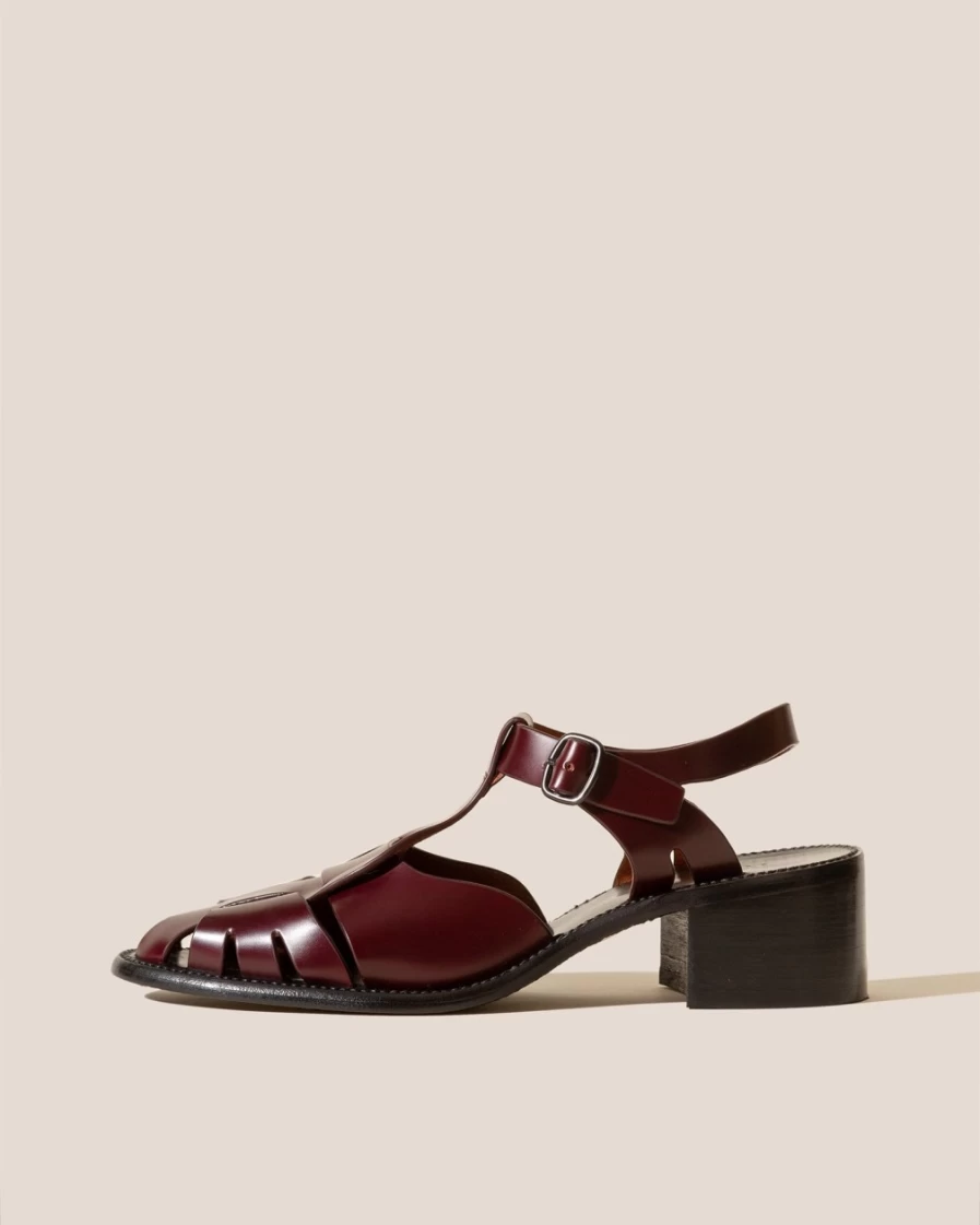 Hereu Studio Women's Burgundy Pesca Heeled Leather Loafers