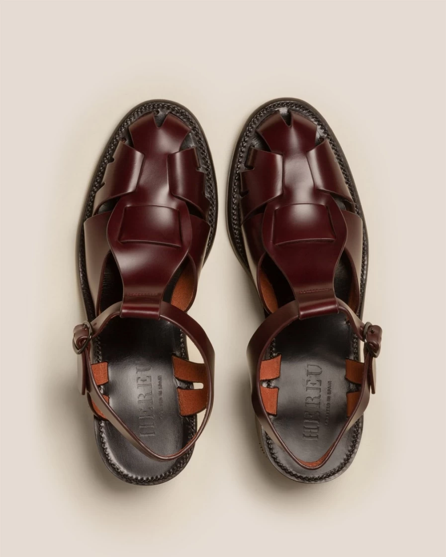 Hereu Studio Women's Burgundy Pesca Heeled Leather Loafers