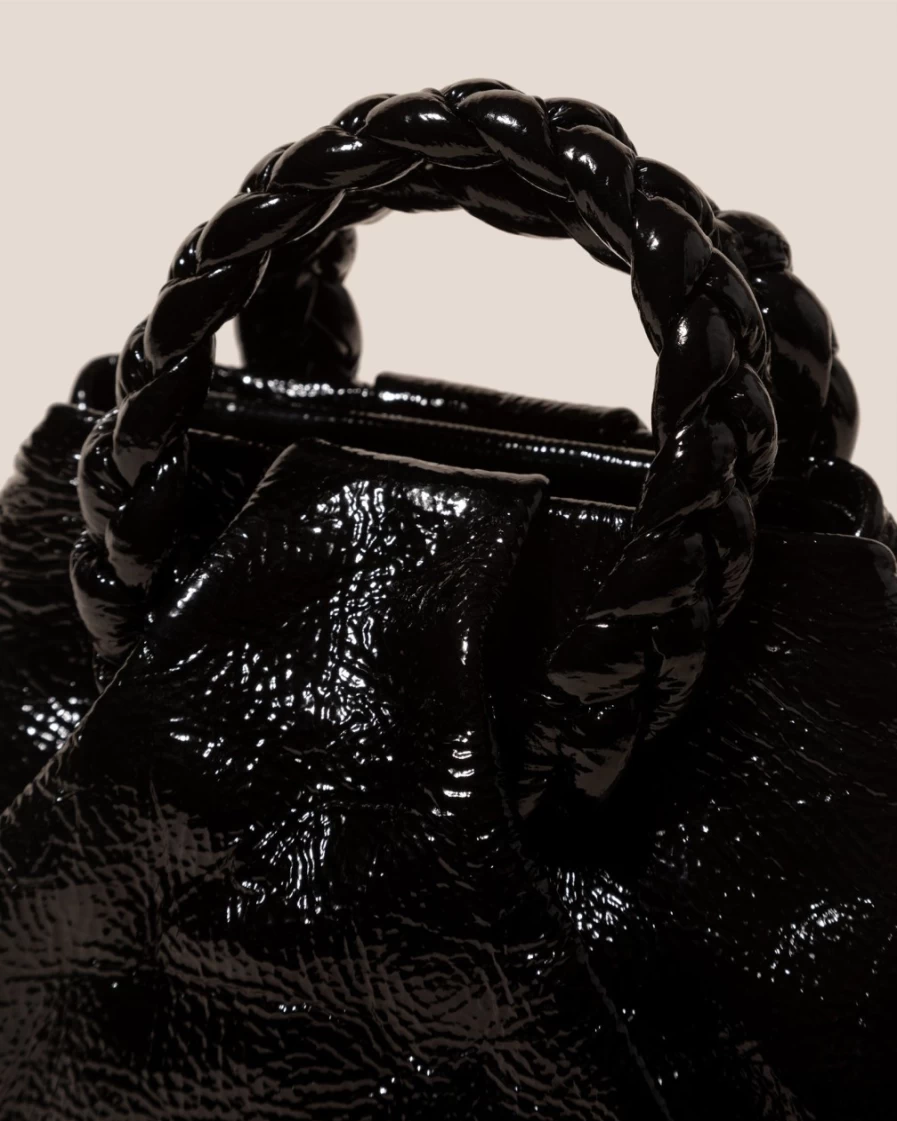 Hereu Studio Women's Black Bombon Crinkled Glossy Leather Handbag