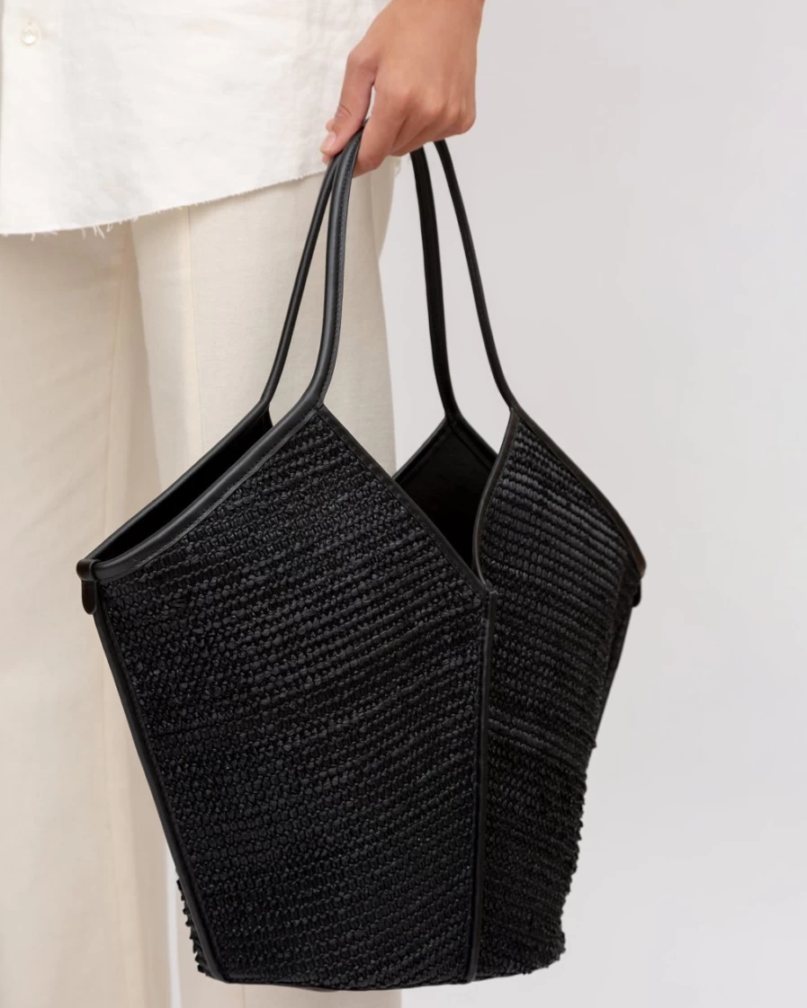 Hereu Studio Women's Black Calella Raffia Bag