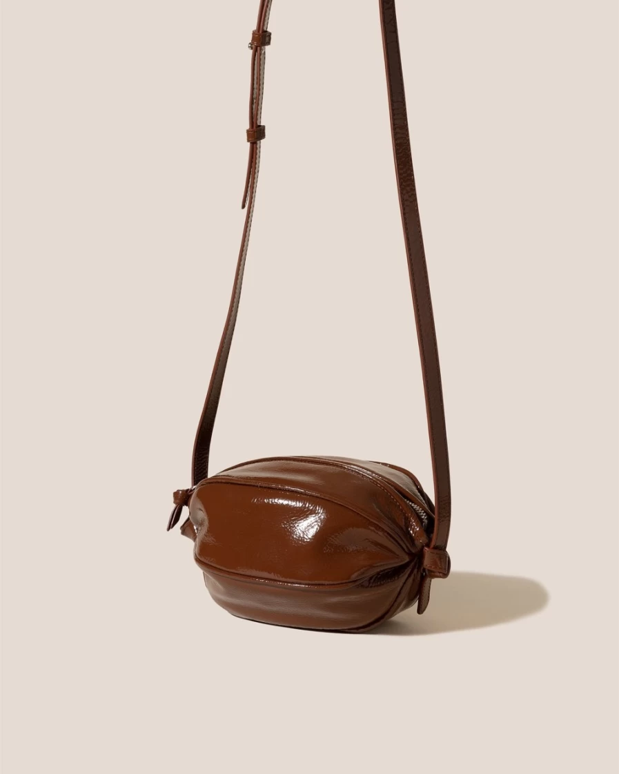 Hereu Studio Women's Chestnut Tumbled Glossy Leather Bag - BOYA Collection