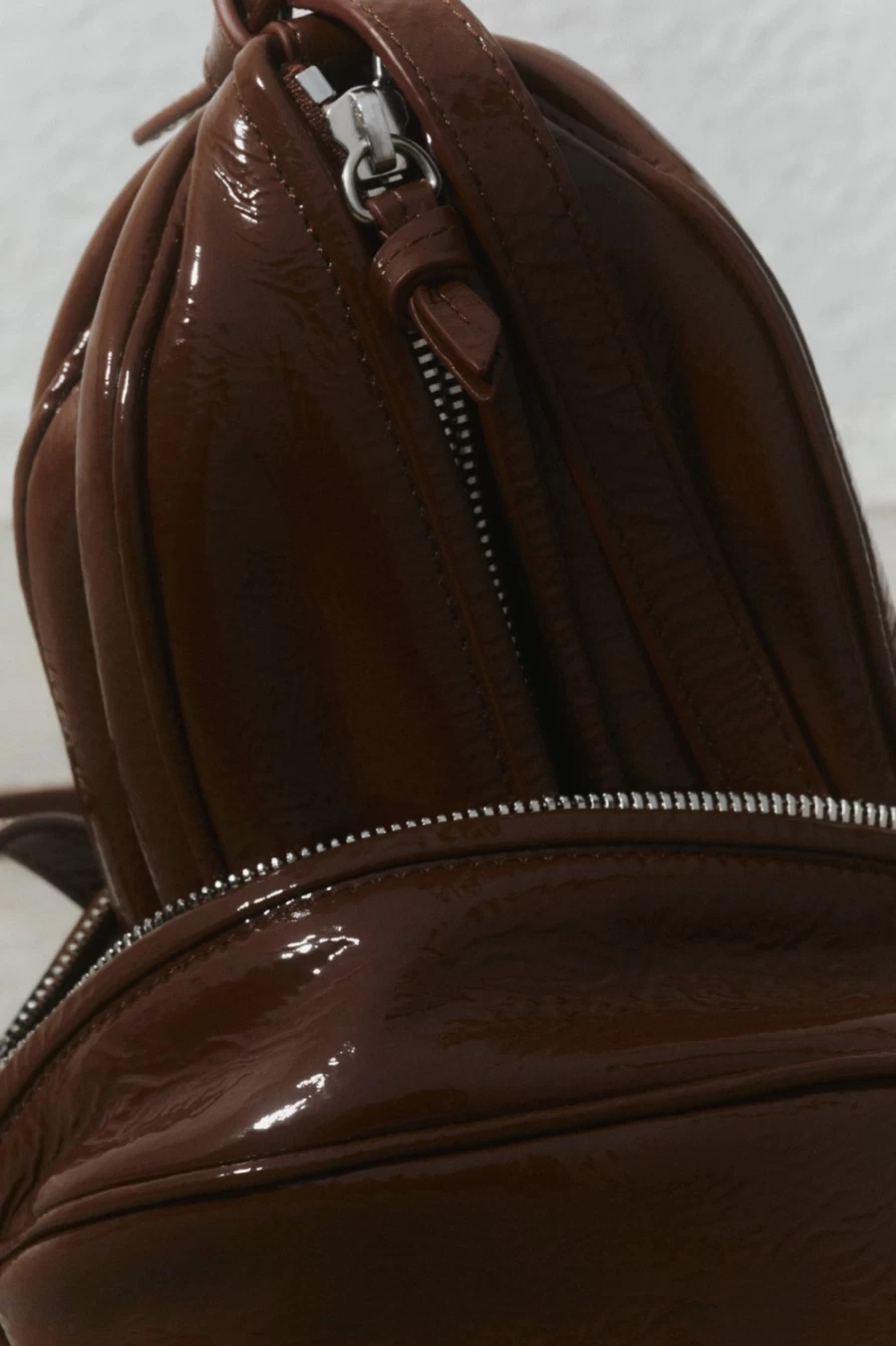 Hereu Studio Women's Chestnut Tumbled Glossy Leather Bag - BOYA Collection