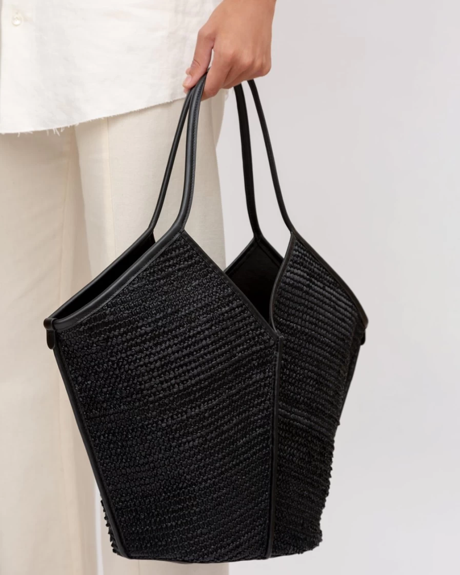 Hereu Studio Women's Black Calella Raffia Bag