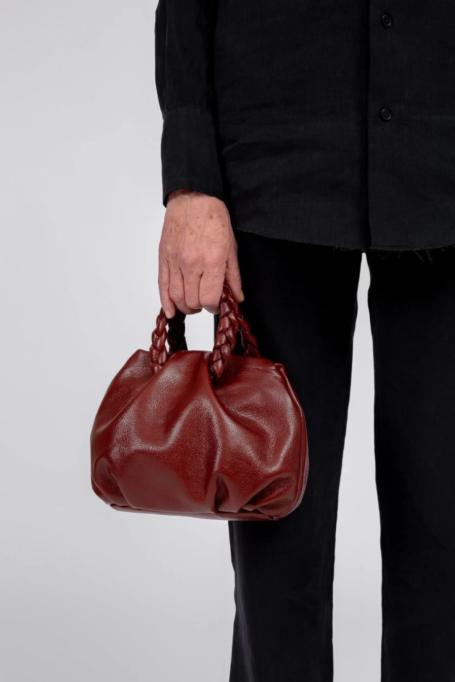 Hereu Studio Women's Cognac Bombon M Tumbled Shiny Leather Bag