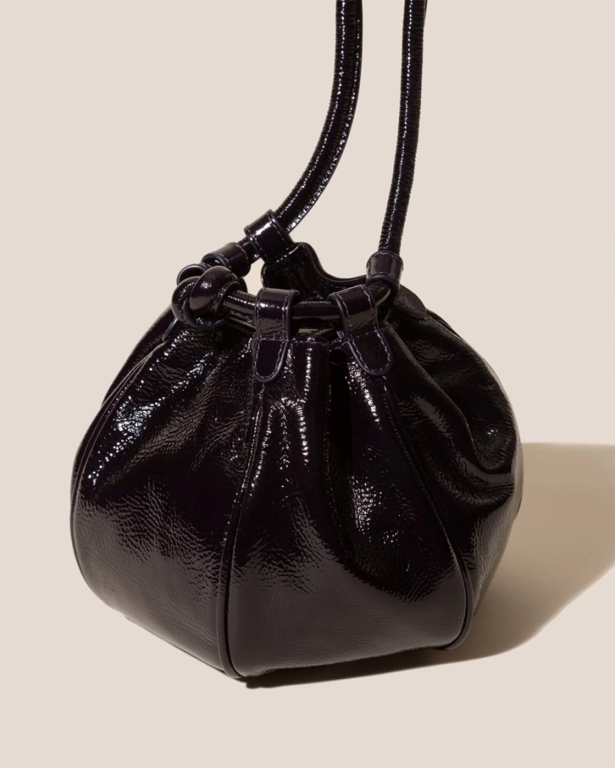 Hereu Studio Women's Dark Purple Mini Crinkled Glossy Leather Crossbody Bag