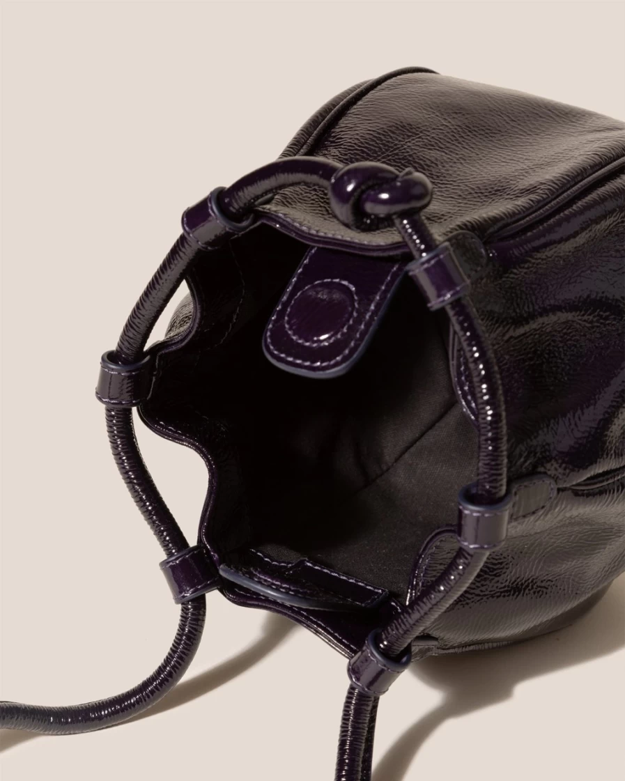 Hereu Studio Women's Dark Purple Mini Crinkled Glossy Leather Crossbody Bag