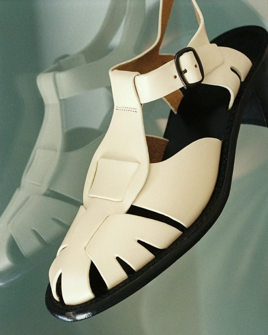 Hereu Studio Pesca Heeled Sandals for Women in Custard - Elegant Comfort & Style