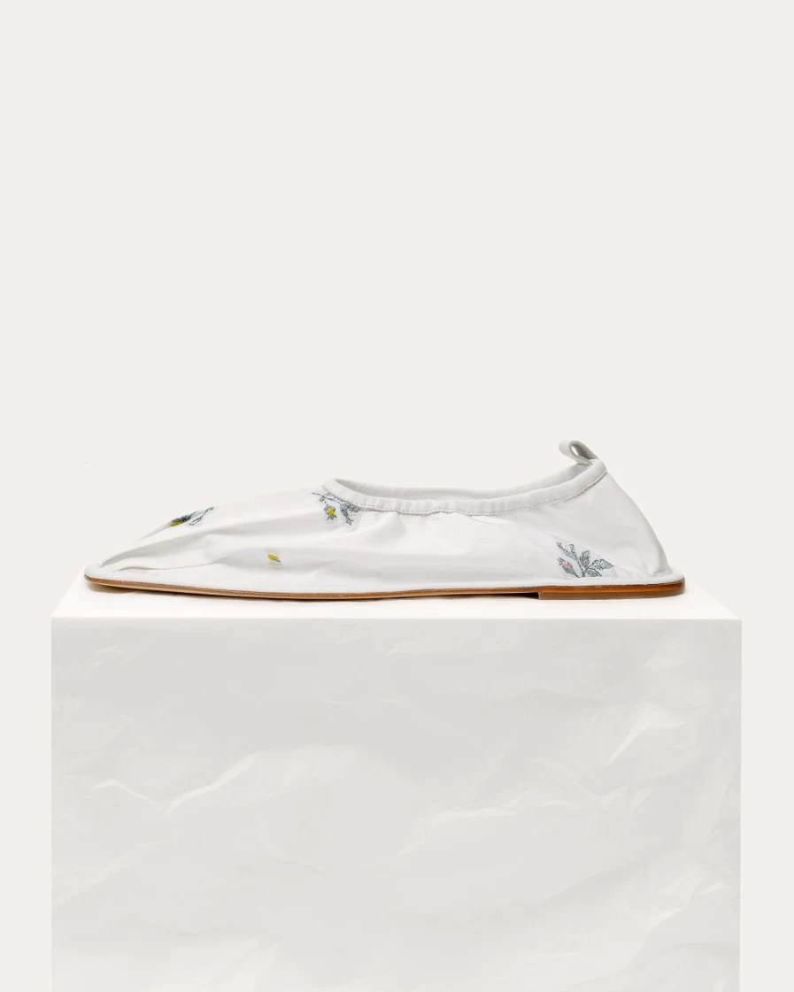 Hereu Studio Women's White Hyacinth Flat Hawthorn Taffeta Loafers