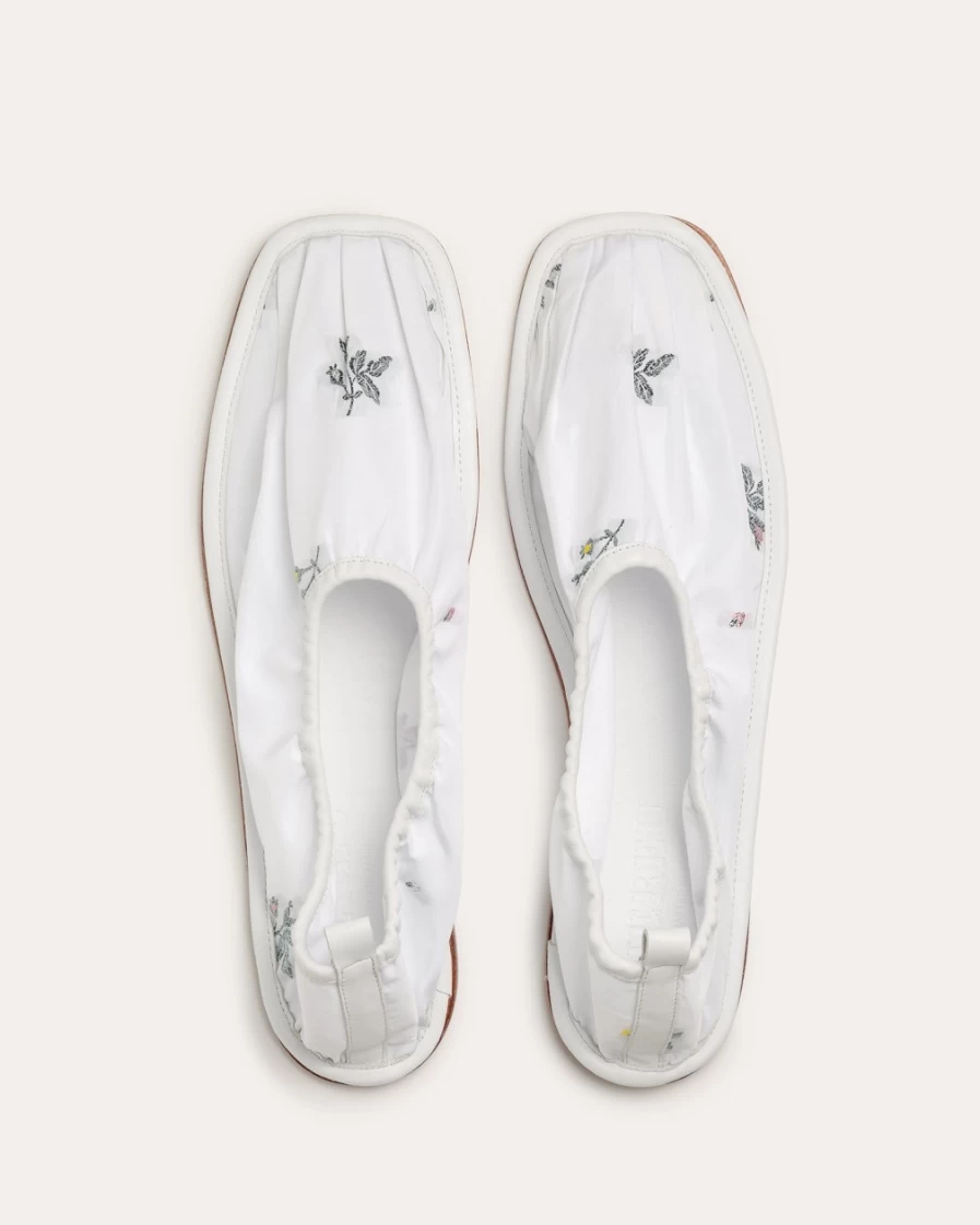 Hereu Studio Women's White Hyacinth Flat Hawthorn Taffeta Loafers