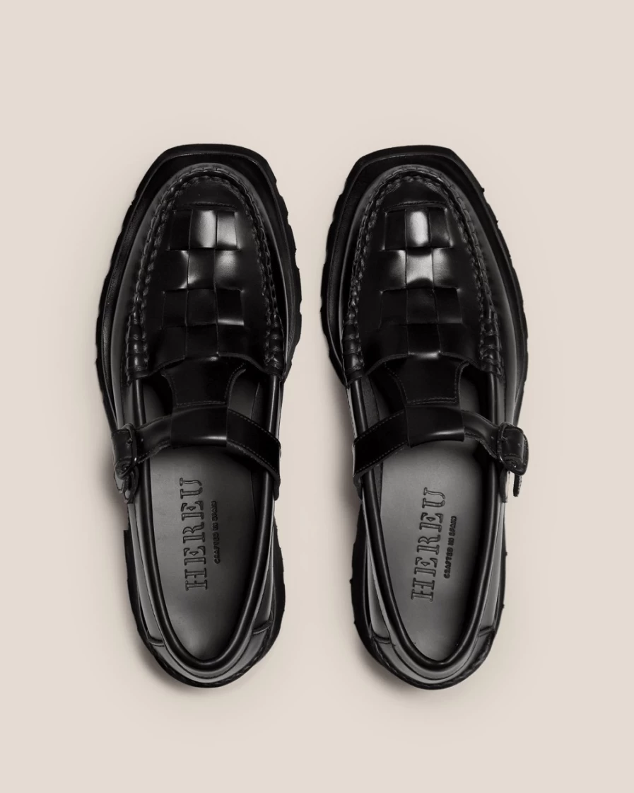 Hereu Studio Men's Soller Sport Sneakers in Black - Premium Leather Casual Shoes