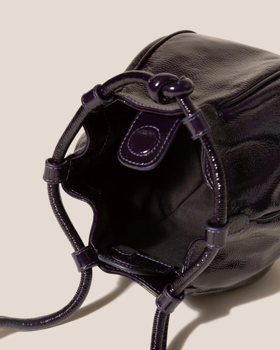 Hereu Studio Women's Dark Purple Mini Crinkled Glossy Leather Handbag