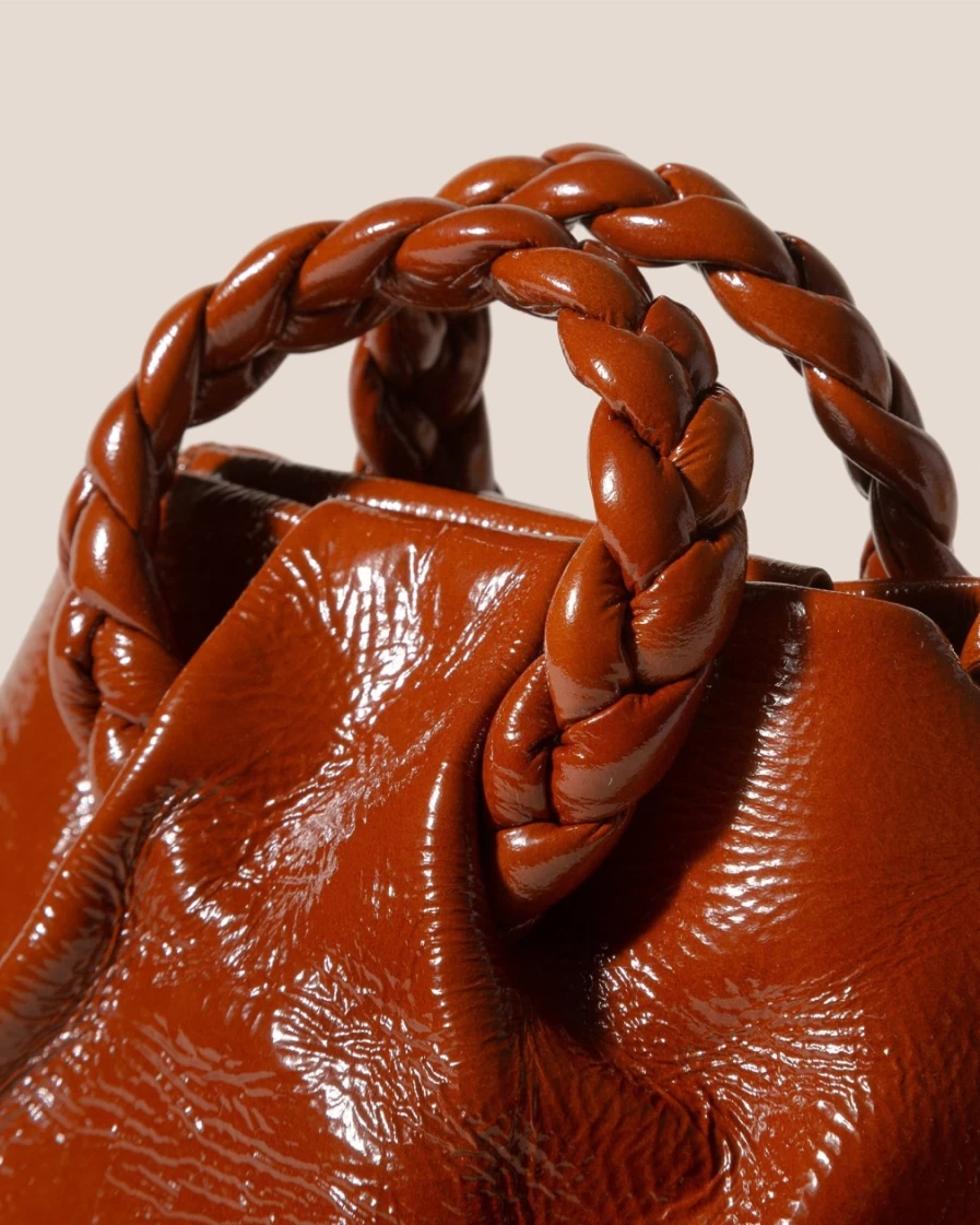 Hereu Studio Women's Chestnut Bombon Crinkled Glossy Leather Bag