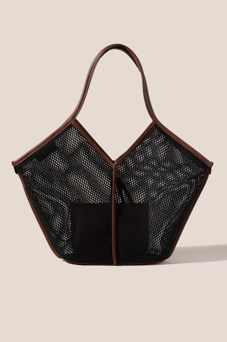 Hereu Studio Women's Calella Net Bag in Black & Chestnut Leather