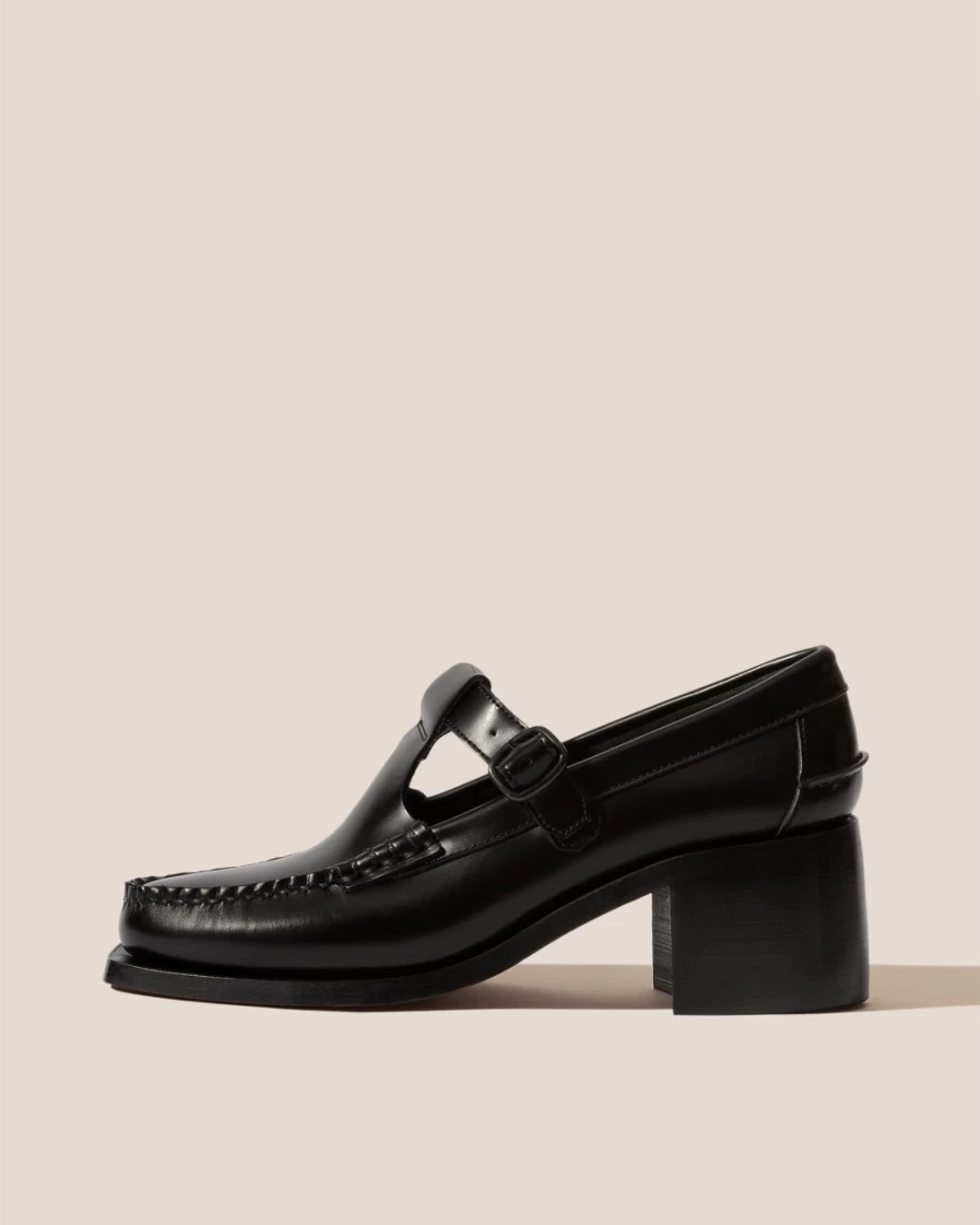 Hereu Studio Alber Black Leather Heeled Sandals for Women